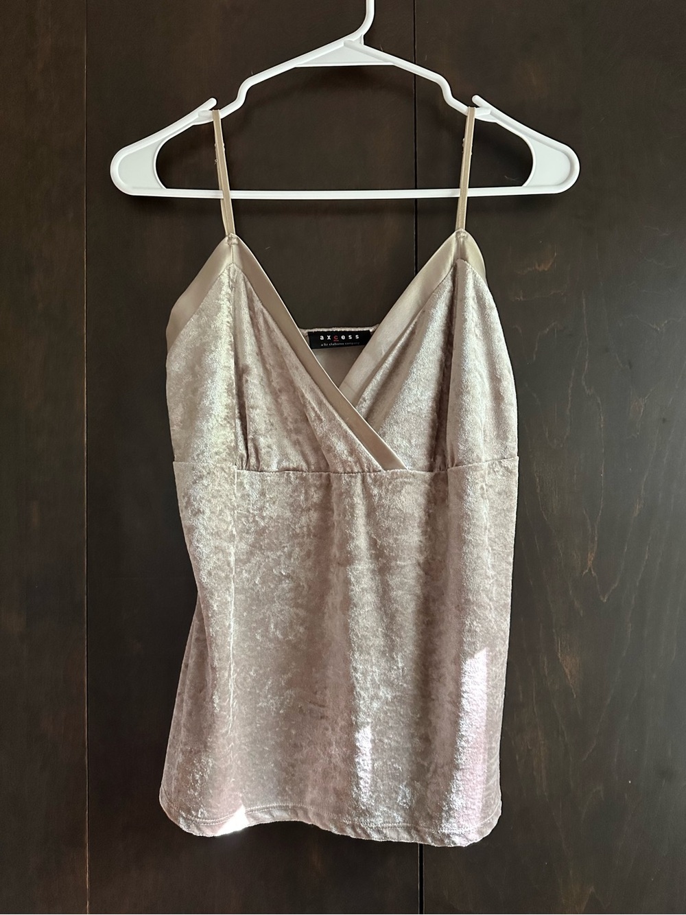 Axcess Shimmery Taupe Velvet Spaghetti-Strap Cami